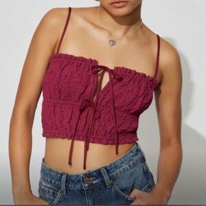Garage Scrunch Knit Tie Front Cami size Medium NWT